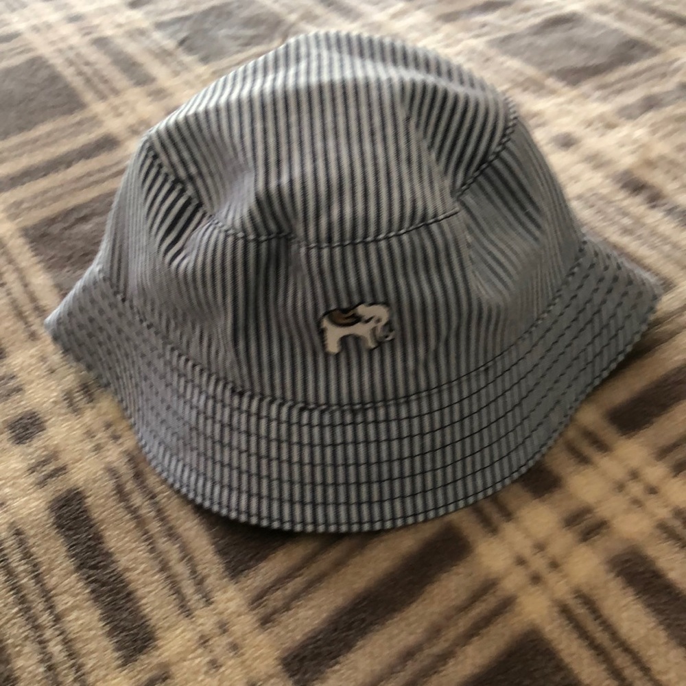New sun hat for a boy age 12-18 months. Navy and white stripes